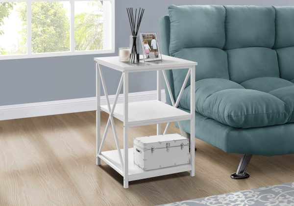 26" Rectangular White White Metal Accent Table - Image 3