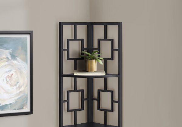 62" Metal Corner Black Bookcase with 4 shelves - Image 2