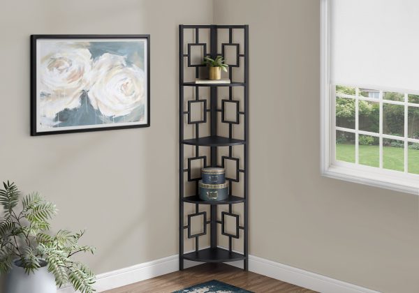 62" Metal Corner Black Bookcase with 4 shelves - Image 3
