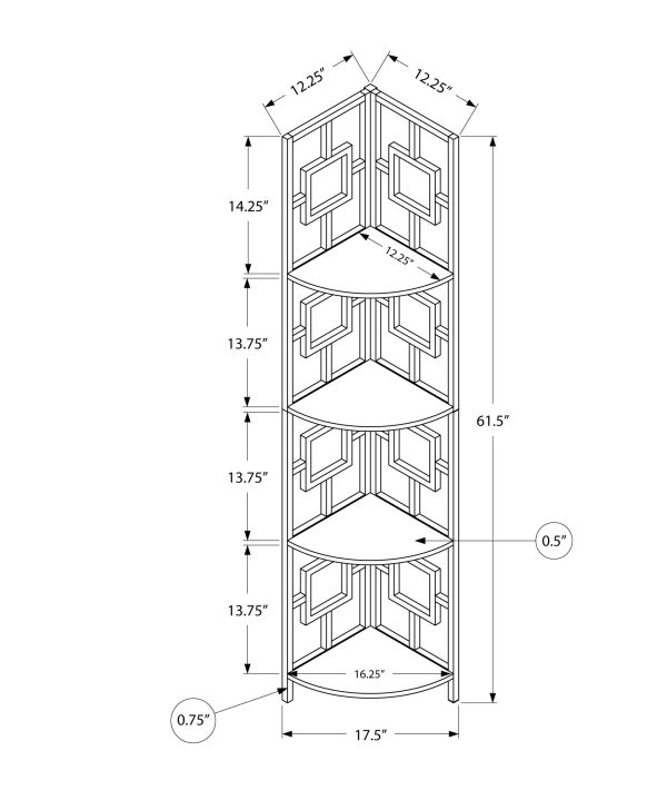 62" Metal Corner Black Bookcase with 4 shelves - Image 4