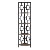 62" Dark Taupe and Black Metal Corner Bookcase with 4 shelves