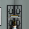 62" Dark Taupe and Black Metal Corner Bookcase with 4 shelves - Image 2