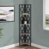 62" Dark Taupe and Black Metal Corner Bookcase with 4 shelves - Image 3