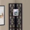 62" Bookcase with 4 Solid Espresso Shelves and Black Metal Corner Etagere - Image 2