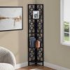 62" Bookcase with 4 Solid Espresso Shelves and Black Metal Corner Etagere - Image 3