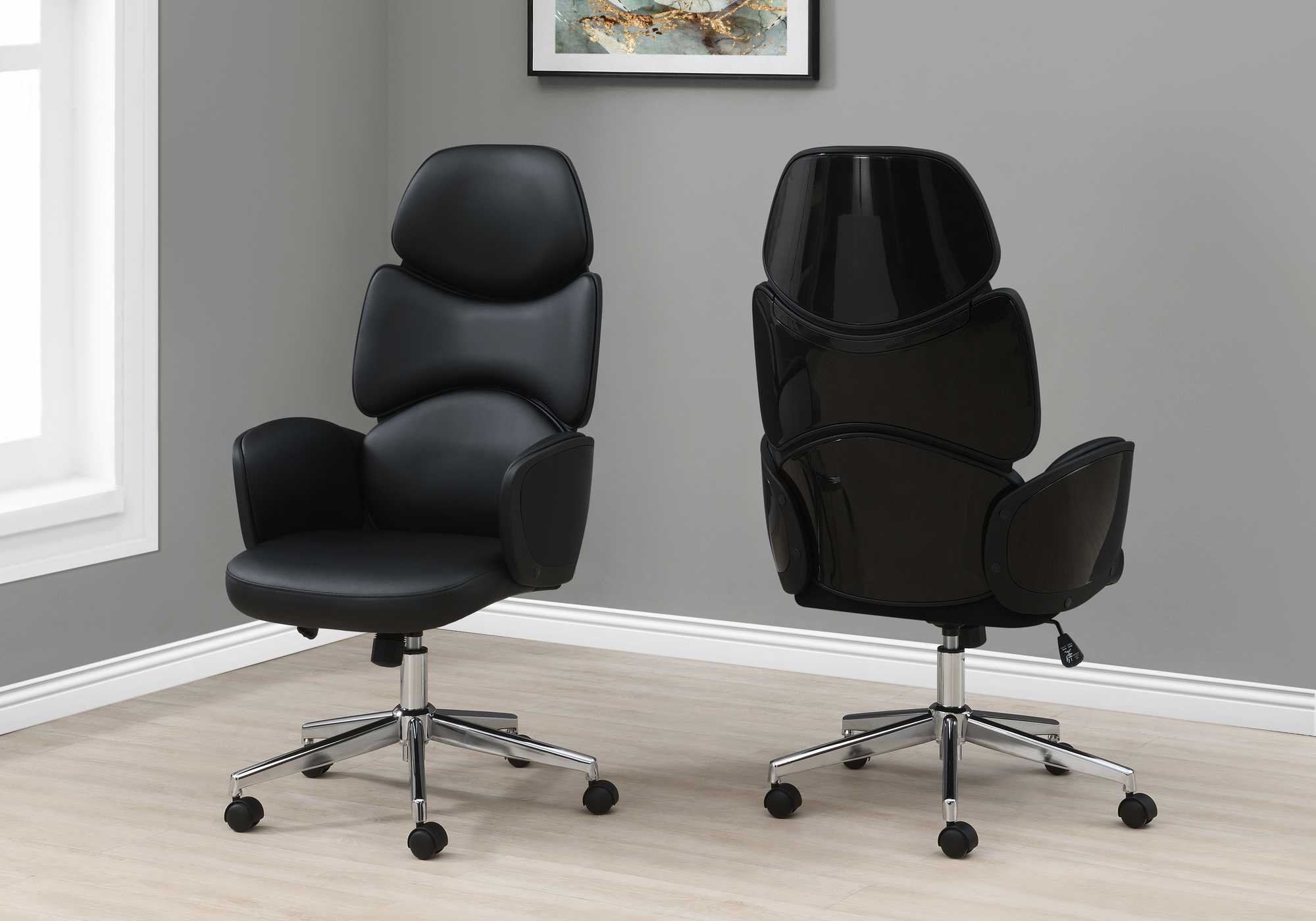 Black Leather Look High Back Executive Office Chair - Image 3