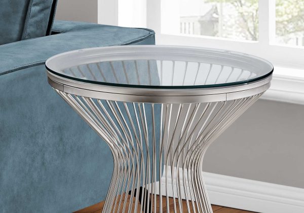 Stainless Steel with Tempered Glass Accent Table - Image 2