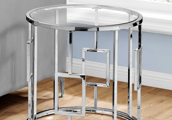 Chrome Metal with Tempered Glass Accent Table - Image 2