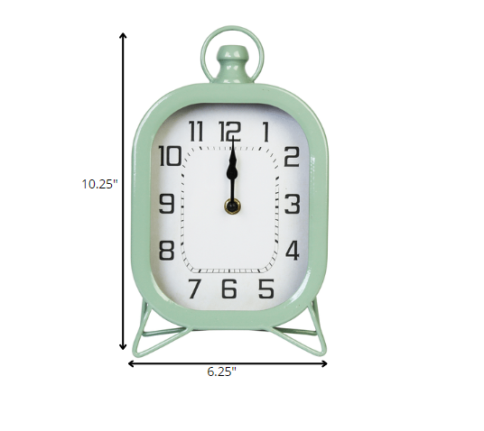 Retro Rounded Square Green Table Top Clock - Image 4