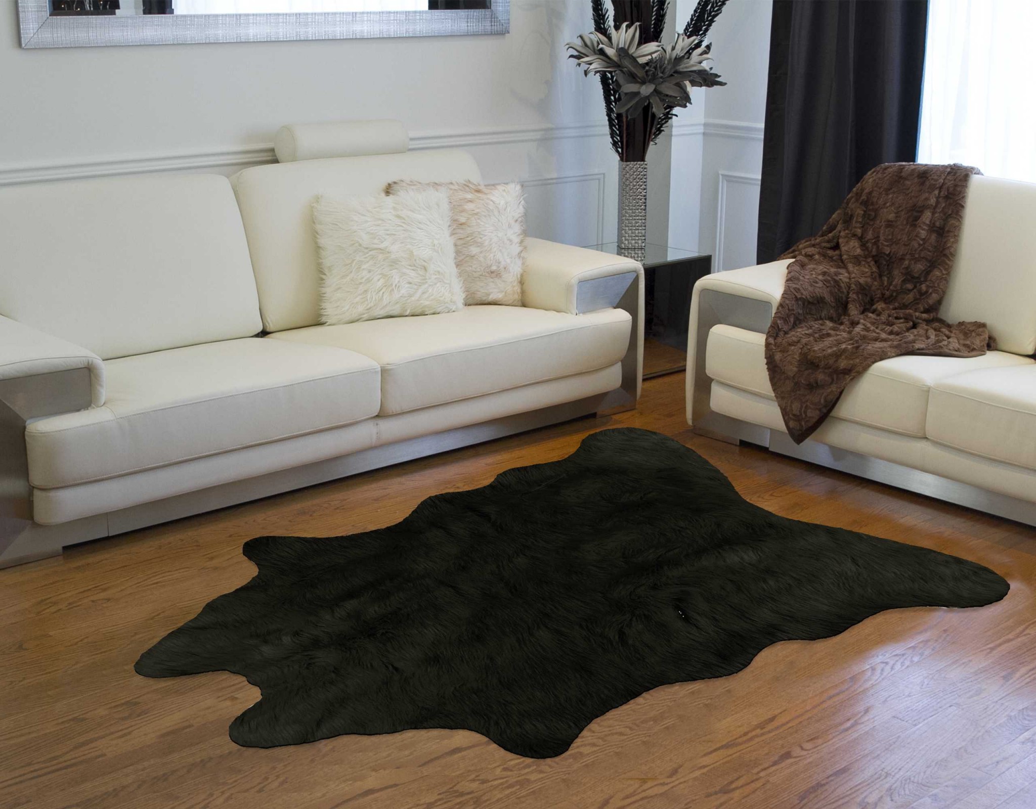 Faux Cowhide Rug 5 x 7 - Black - Image 3