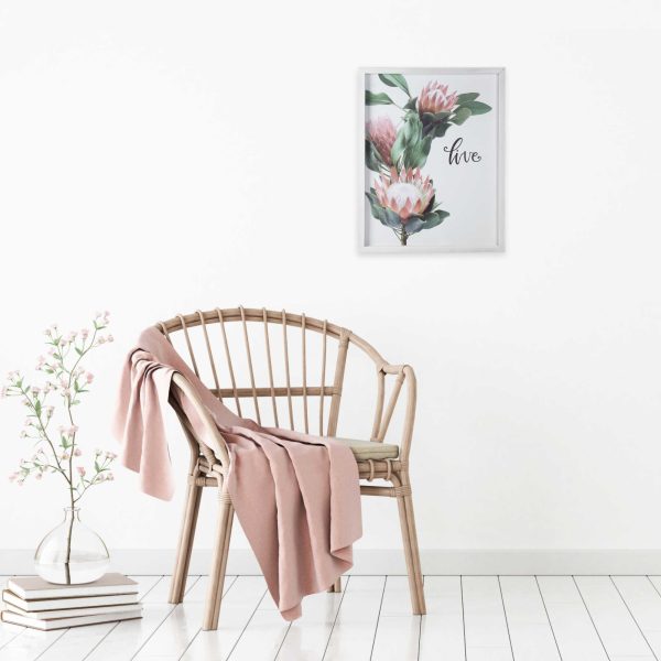 Pink Printed Flowers with Distressed White Frame - Image 2