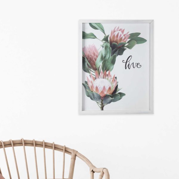 Pink Printed Flowers with Distressed White Frame - Image 4