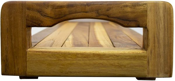 29" Natural Teak Wood Bath Tray and Seat with Handles - Image 3