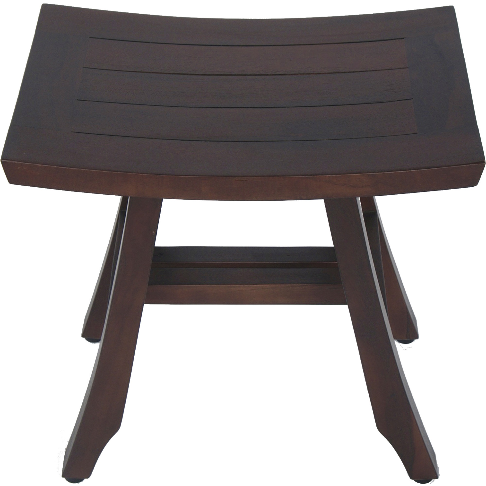 Compact Curvilinear Teak Shower Outdoor Bench in Brown Finish - Image 3