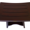 Compact Curviliniear Teak Shower Outdoor Bench with Shelf in Brown Finish - Image 2