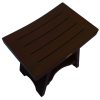 Compact Curviliniear Teak Shower Outdoor Bench with Shelf in Brown Finish - Image 3