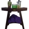 Compact Curviliniear Teak Shower Outdoor Bench with Shelf in Brown Finish - Image 4