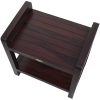 Rectangular Teak Shower Bench with Handles in Brown Finish - Image 2