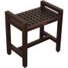 Rectangular Teak Lattice Pattern Shower or Outdoor Bench in Brown Finish - Image 2