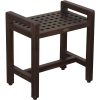 Rectangular Teak Lattice Pattern Shower or Outdoor Bench in Brown Finish - Image 3