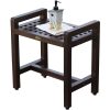Rectangular Teak Lattice Pattern Shower or Outdoor Bench in Brown Finish - Image 4