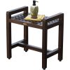 Rectangular Teak Lattice Pattern Shower or Outdoor Bench in Brown Finish - Image 5