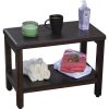 Rectangular Teak Shower Bench with Shelf in Brown Finish - Image 3