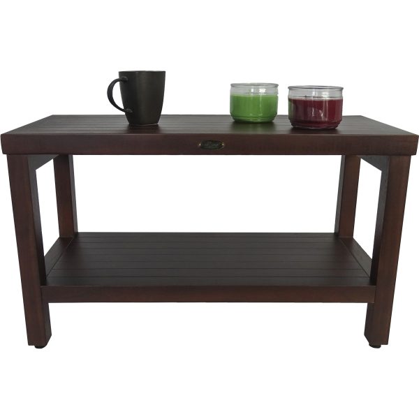 Rectangular Teak Shower Stool or Bench with Shelf in Brown Finish - Image 5