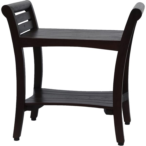 Contemporary Teak Shower bench with Handles in Dark Brown - Image 3