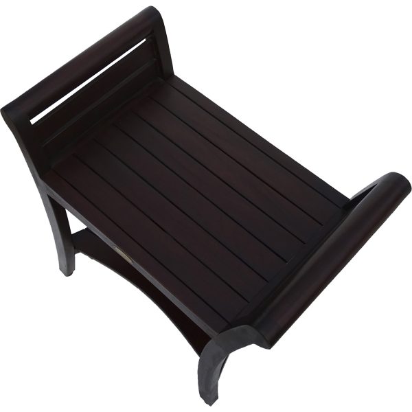 Contemporary Teak Shower bench with Handles in Dark Brown - Image 4