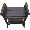 Rectangular Teak Shower Bench with Shelf and Handles in Brown Finish - Image 2