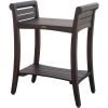 Rectangular Teak Shower Bench with Shelf and Handles in Brown Finish - Image 3