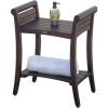 Rectangular Teak Shower Bench with Shelf and Handles in Brown Finish - Image 5