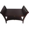 Rectangular Teak Shower Bench with Shelf and Handles in Dark Brown Finish - Image 2