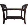 Rectangular Teak Shower Bench with Shelf and Handles in Dark Brown Finish - Image 4