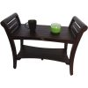 Rectangular Teak Shower Bench with Shelf and Handles in Dark Brown Finish - Image 5