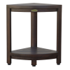Compact Triangular Teak Shower Outdoor Bench with Shelf in Brown Finish - Image 2