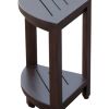 Compact Triangular Teak Shower Outdoor Bench with Shelf in Brown Finish - Image 3