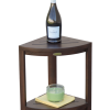 Compact Triangular Teak Shower Outdoor Bench with Shelf in Brown Finish - Image 5