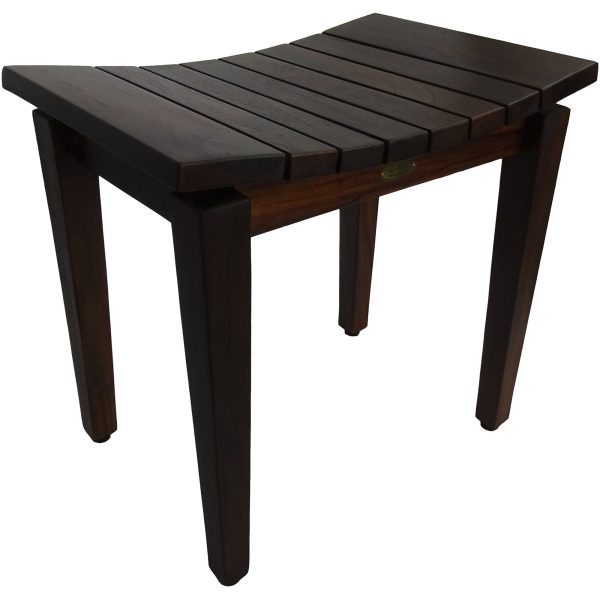 Contemporary Flared Teak Shower Stool or Bench in Brown Finish - Image 2