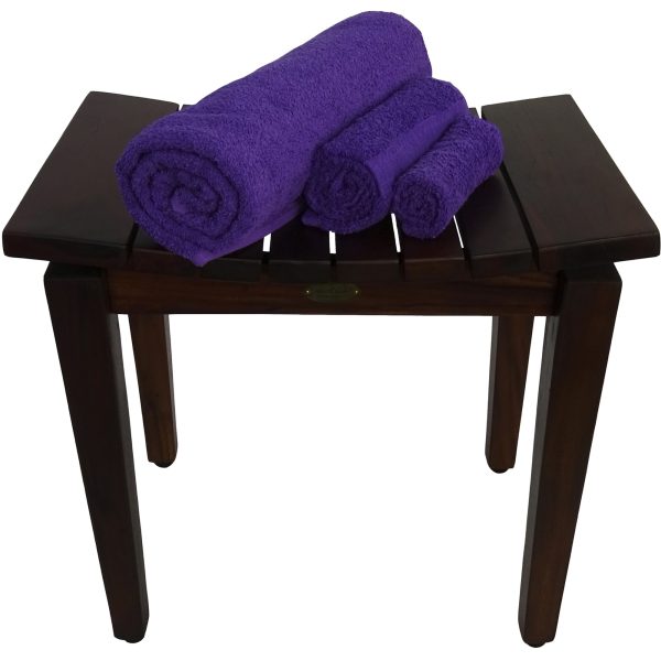Contemporary Flared Teak Shower Stool or Bench in Brown Finish - Image 5