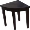 Compact Teak Corner Shower or Outdoor Bench with Shelf in Brown Finish
