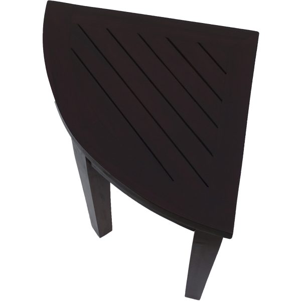 Compact Teak Corner Shower or Outdoor Bench with Shelf in Brown Finish - Image 2