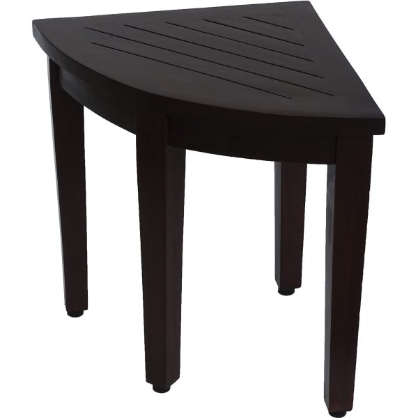 Compact Teak Corner Shower or Outdoor Bench with Shelf in Brown Finish - Image 3