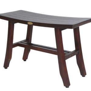 Contemporary Teak Shower Stool or Bench in Brown Finish