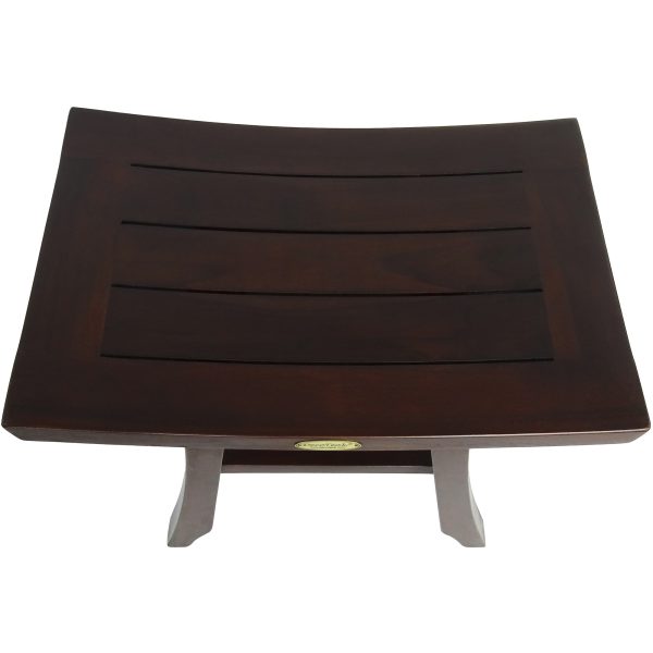 Compact Contemporary Teak Shower Stool in Brown Finish - Image 2