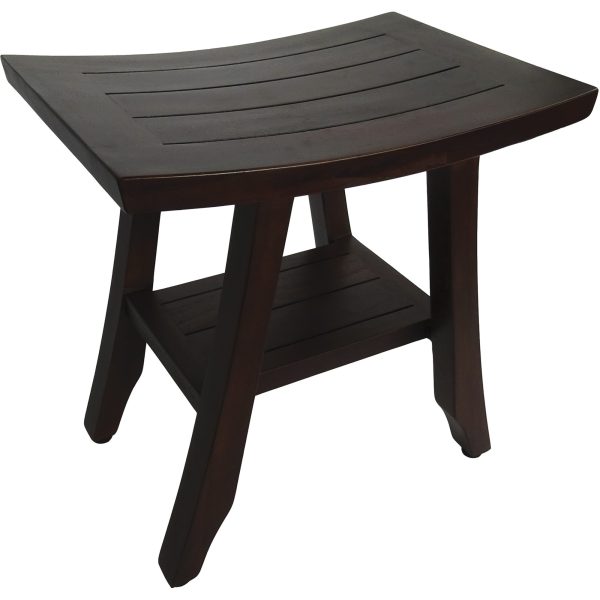 Compact Contemporary Teak Shower Stool in Brown Finish - Image 3