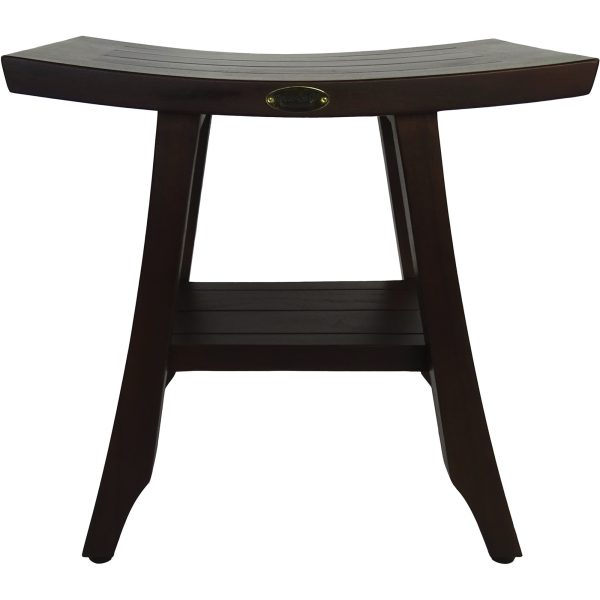 Compact Contemporary Teak Shower Stool in Brown Finish - Image 4
