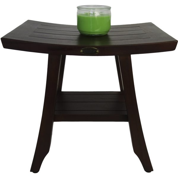 Compact Contemporary Teak Shower Stool in Brown Finish - Image 5
