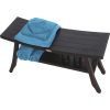 Contemporary Teak Shower Bench with Shelf in Brown Finish - Image 4